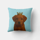 キツネレッドラブラドール子犬イン金ゴールドクラウンかわいい クッション (裏面)