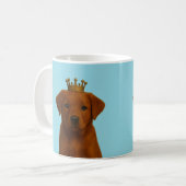 キツネレッドラブラドール子犬イン金ゴールドクラウンかわいい コーヒーマグカップ (正面左)