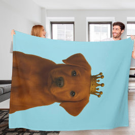 キツネレッドラブラドール子犬イン金ゴールドクラウンかわいい フリースブランケット