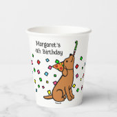 キツネレッドラブラドール紙吹雪誕生日パーティー 紙コップ (裏面)