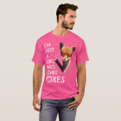 キツネレディースガールズ動物愛好家キツネ Tシャツ (正面フル)