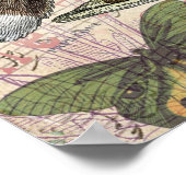 キツネワイルドライフコラージュヴィンテージイラストレーション ポスター (角)