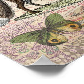 キツネワイルドライフコラージュヴィンテージイラストレーション ポスター (角)