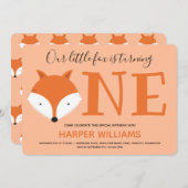 キツネワンファースト誕生日 招待状 (正面/裏面)