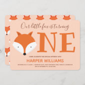 キツネワンファースト誕生日 招待状 (正面/裏面)