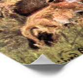 キツネヴィクセンと子牛によるヴィンテージ野生動物 ポスター (角)