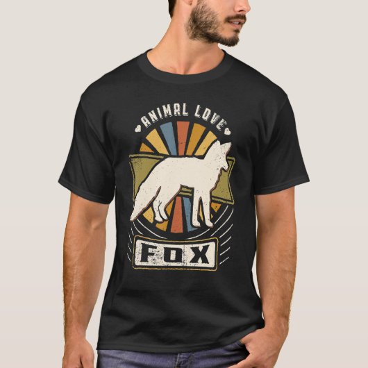 キツネヴィンテージクラシックレトロ動物 Tシャツ (正面)