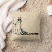 キツネ付きクラウンアンティークイラストレーションヴィンテージアート クッション (ブランケット)