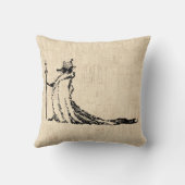 キツネ付きクラウンアンティークイラストレーションヴィンテージアート クッション (裏面)