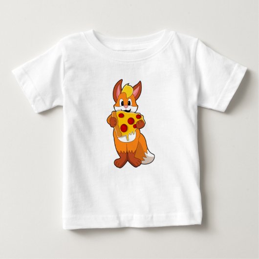 キツネ付きピザ ベビーTシャツ (正面)