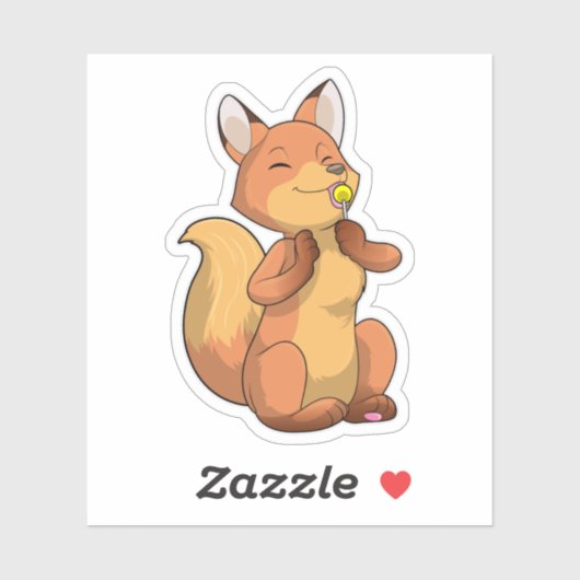 キツネ付棒つきキャンデー シール (シート)