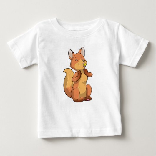 キツネ付棒つきキャンデー ベビーTシャツ (正面)