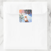 キツネ冬の漫画の作成 スクエアシール (バッグ)