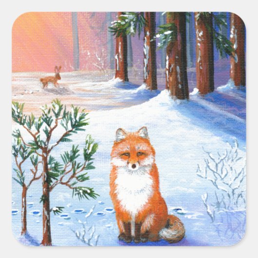 キツネ冬の漫画の作成 スクエアシール (正面)