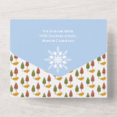 キツネ冬の赤ちゃんシャワー外は寒い オールインワン招待状 (裏面)