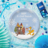 キツネ冬の赤ちゃんシャワー外は寒い ペーパープレート (パーティー)