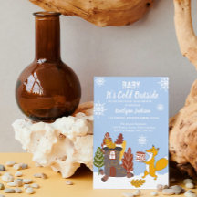 キツネ冬の赤ちゃんシャワー外は寒い