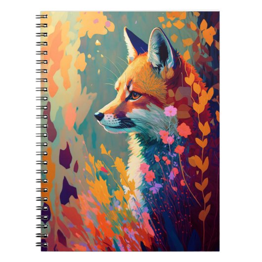キツネ動物ポートレート絵を描野生生物アウトドアアート ノートブック (正面)