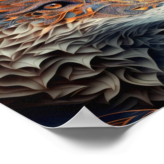 キツネ動物ポートレート自然絵画野生生物 ポスター (角)