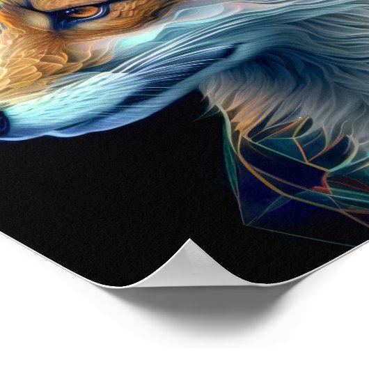 キツネ動物ポートレート自然絵画野生生物 ポスター (角)