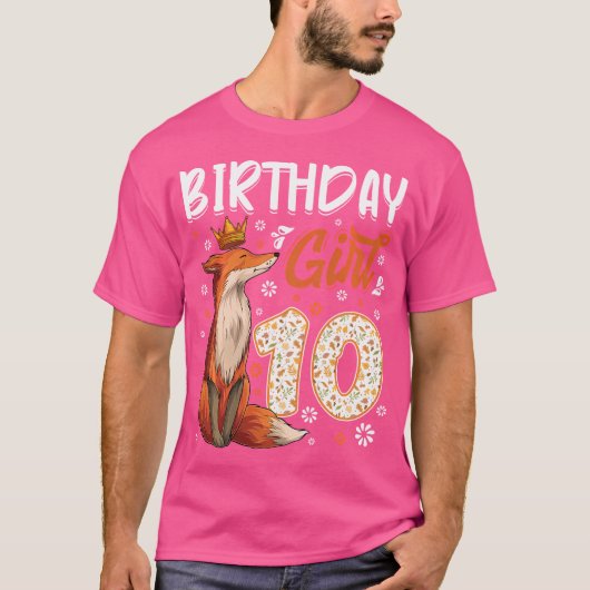 キツネ動物愛好家10th誕生日ガールキツネB – デイ10 Tシャツ (正面)