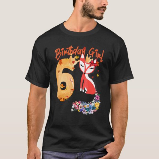 キツネ動物6位誕生日ガールキツネB日6歳 Tシャツ (正面)
