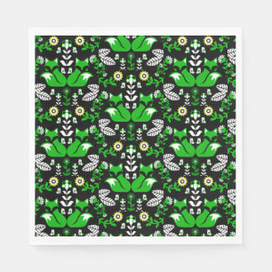 キツネ北欧スカンジナビアフォークアートテーブルクロス スタンダードランチョンナプキン