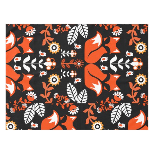 キツネ北欧スカンジナビアフォークアートテーブルクロス テーブルクロス (正面(横))