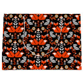 キツネ北欧スカンジナビアフォークアートテーブルクロス ラージペーパーバッグ (正面)