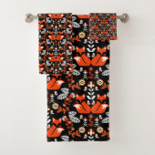 キツネ北欧スカンジナビアフォークアート バスタオルセット (インサイチュ)