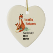 キツネ及びベビー水彩イラストレーションベビー誕生 セラミックオーナメント (右)