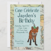 キツネ及び鳥は誕生日の招待状を探検します 招待状 (正面)