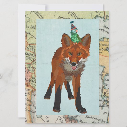 キツネ及び鳥は誕生日の招待状を探検します 招待状 (裏面)