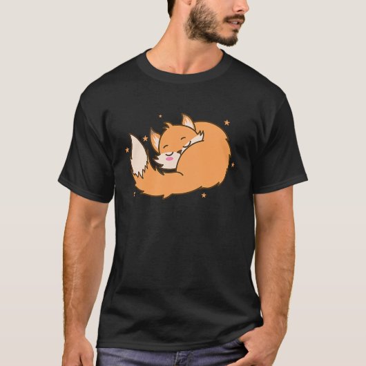 キツネ夢を見る動物自然環境赤キツネ Tシャツ (正面)