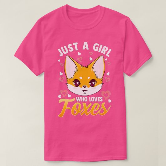 キツネ好きだけの女の子女かわいいキツネギ Tシャツ (デザイン正面)