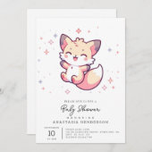 キツネ威厳のあるベビーシャワー 招待状 (正面/裏面)