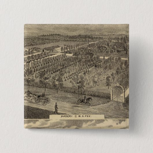 キツネ子供部屋、レス、果樹園 缶バッジ (正面)