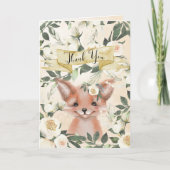 キツネ子猫のかわいいフローラシャワーサンキューカード サンキューカード (正面)