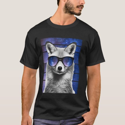 キツネ宇宙グラス銀河系サングラスミーム Tシャツ (正面)