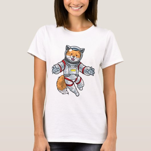 キツネ宇宙飛行士スペース Tシャツ (正面)