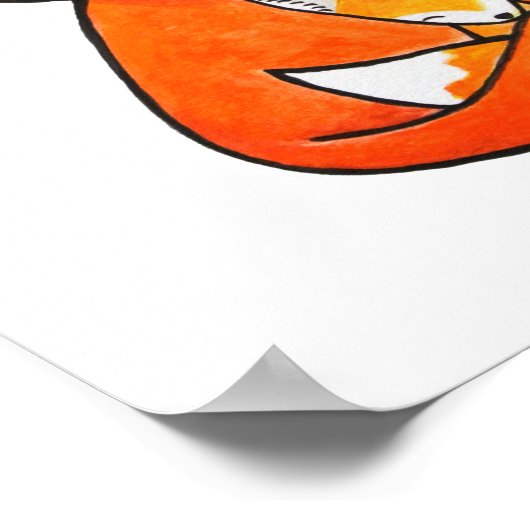 キツネ家族の保育園アート・パパ・ママ・赤ちゃん・幸せなキツネたち ポスター (角)