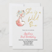 キツネ彼女はワイルドワン誕生日招待状 招待状 (正面)