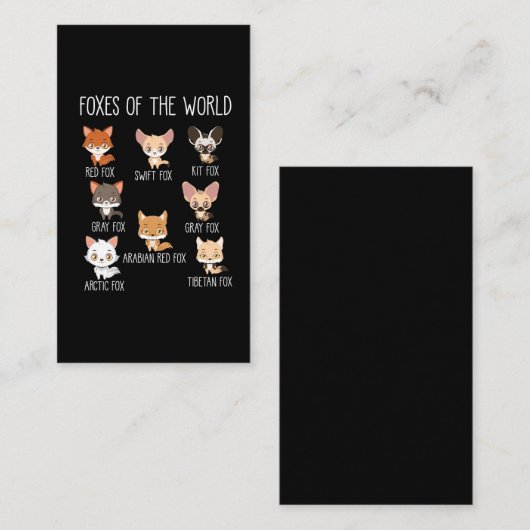 キツネ愛好者への世界贈り物のキツネ 名刺 (正面/裏面)