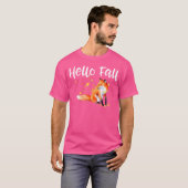 キツネ感謝祭秋秋ハロー秋かわいいキツネ Tシャツ (正面フル)