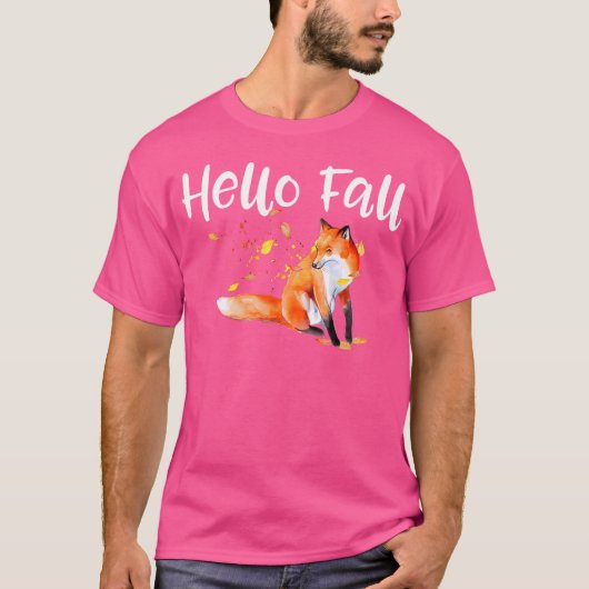 キツネ感謝祭秋秋ハロー秋かわいいキツネ Tシャツ (正面)