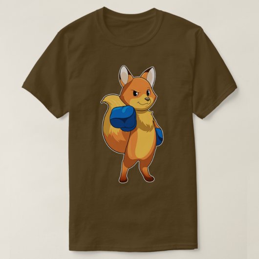 キツネ手袋を有するボクサーとしてのボクシング Tシャツ (デザイン正面)
