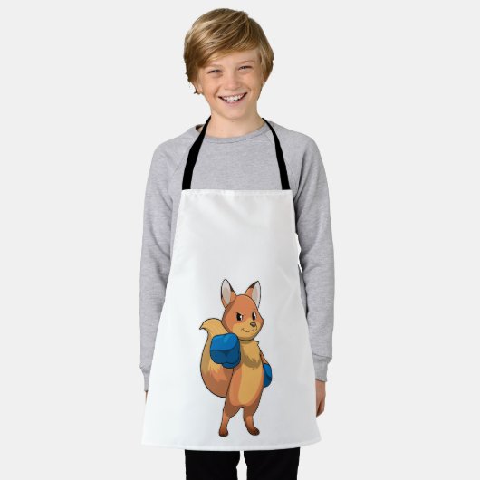 キツネ手袋を装着したボクサーとしてのボクシング エプロン (着用した状態)