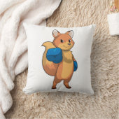 キツネ手袋を装着したボクサーとしてのボクシング クッション (ブランケット)