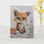 キツネ折り畳みグリーティングカード カード (黄色い花)