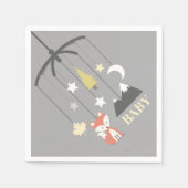 キツネ携帯ニュートラルモダンベビーシャワーナプキンス スタンダードカクテルナプキン (正面)